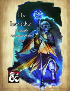 The Inevitable cover: an undead warlock holding a blue glowing magic staff