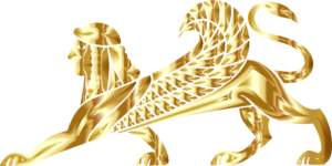gold sphinx engraving