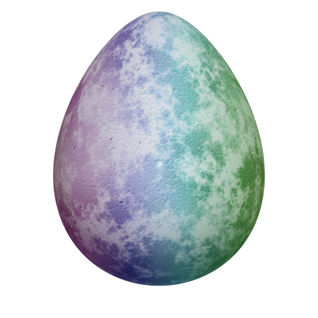 egg with a gradient hue from purple to blue to green