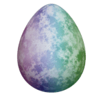 egg with a gradient hue from purple to blue to green