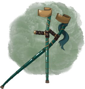 green and bronze telescoping crutches