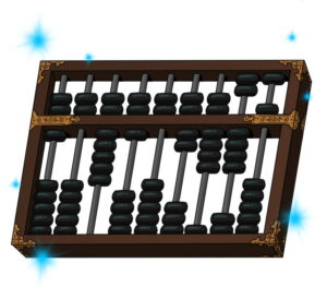 sparkling wooden abacus with black counter beads