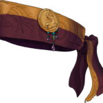 brown and maroon headband with a dolphin medallion