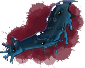 indigo ooze arm with 3 red and black eyes
