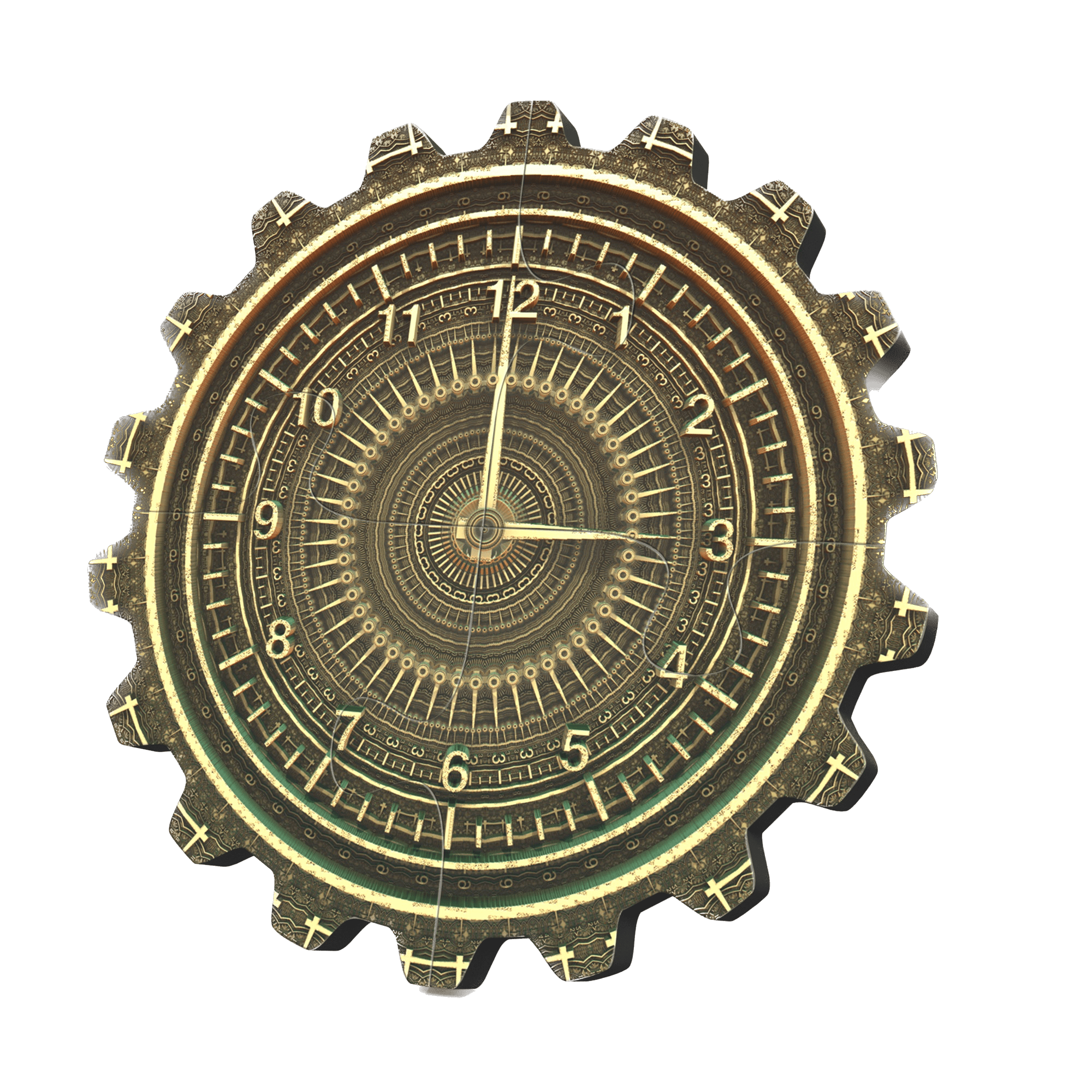 gold cog clock