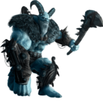 frost giant with horns and a club