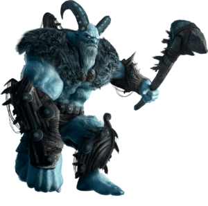 frost giant with horns and a club
