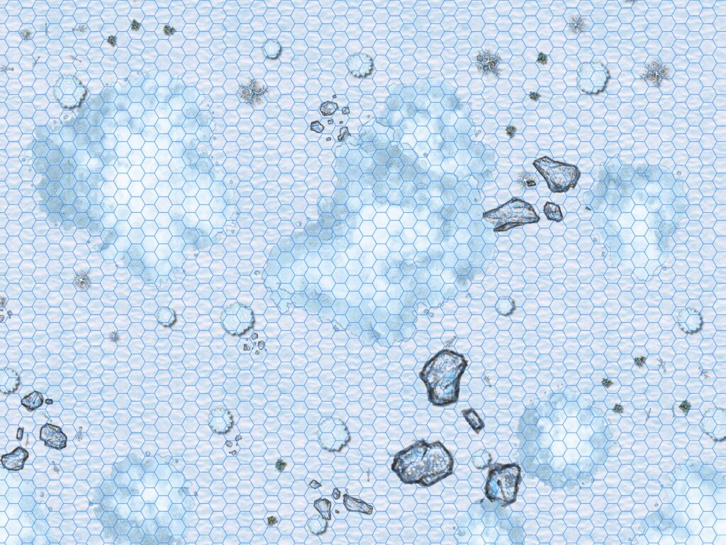 snowy field, hex grid