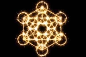 hexagonal magic symbol: gold on black