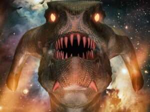 A large, reptilian devil with sharp teeth and small horns on its chin. Its forearms end without hands or claws.