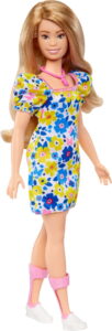 Best Seller Barbie Fashionistas Doll # 208, Doll with Down Syndrome Wearing Floral Dress and pink leg braces