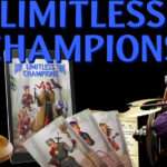 Limitless Champions; 3D figure of kobold with fidget wicker ball; barbarian in wheelchair; character cards