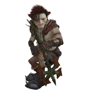 red-haired goblin with an axe