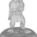 figure of red kobold in a cape holding a ball of twine