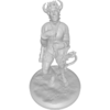 figure of a tiefling pulling a hand crossbow with his tail, crossbow mounted on his thigh, hands and arms constricted