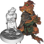 image & figure of red kobold in a cape holding a ball of twine
