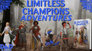 Limitless Champions Adventures: Forest background; D♿️D 5e Inclusive; 5 disabled D&D characters, hardcover book mock-up