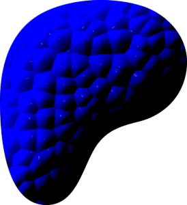 Patreon's bean/ear-like P logo covered in blue scales