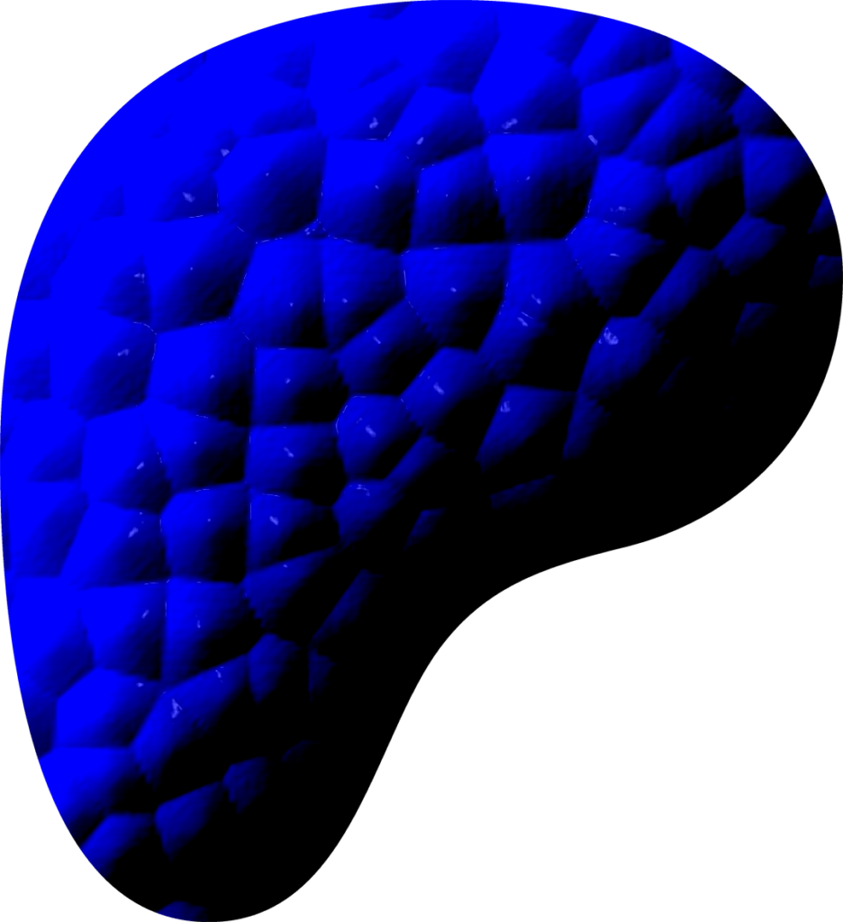 Patreon's bean/ear-like P logo covered in blue scales