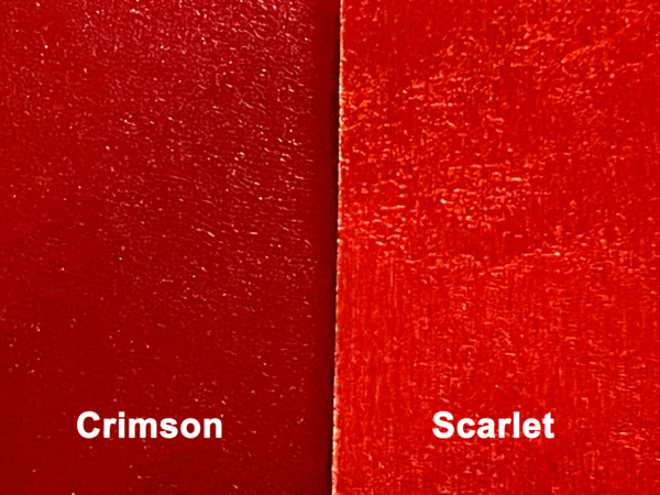 side-by-side comparison between crimson and scarlet foil