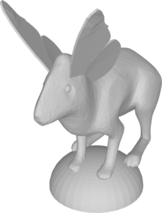 3D sculpt of rabbit with butterfly wings for ears