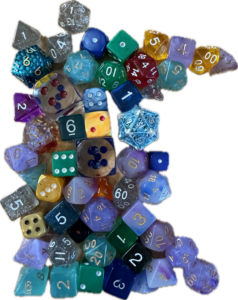 a pile of dice roughly in the shape of Minnesota