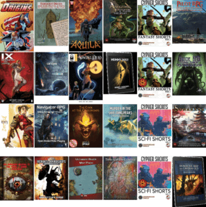 Grid of 24 TTRPG & comic covers