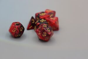 orange lava-like dice